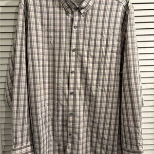 Eddie Bauer Classic Checkered Button-Down Shirt - 3XL - Gray and White
